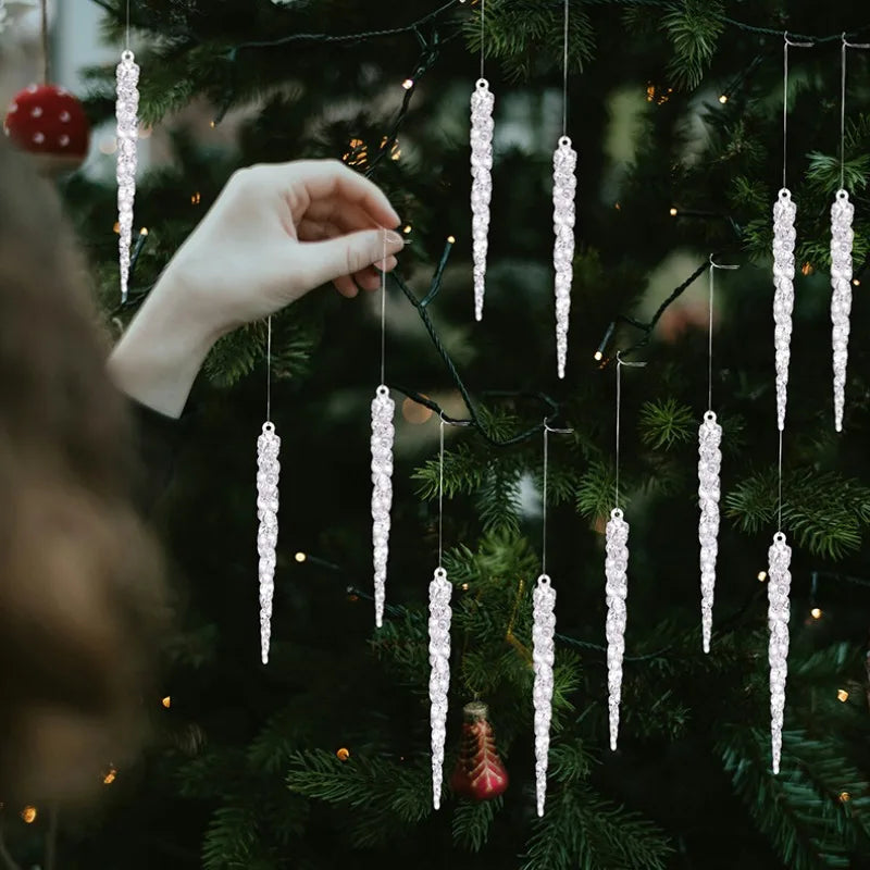 10Pcs Acrylic Crystal Ice Column Christmas Tree Ornaments