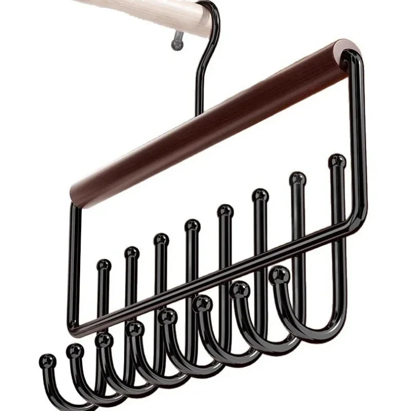Wooden Hat Organizer Wall Mount Rack & Cap Holder Hooks