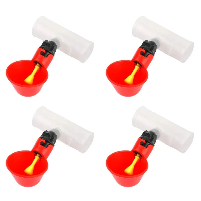 2Pcs Automatic Poultry Drinker Bowl Cups with Nipple Valve