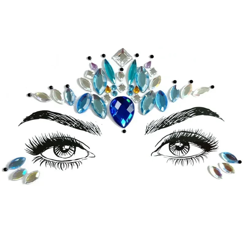 3D Crystal Rhinestone Face Stickers – Festival & Masquerade