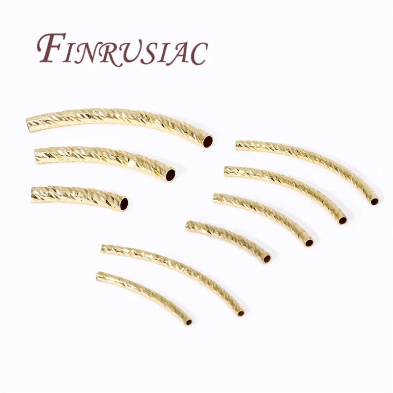 20Pcs 18K Gold Plated Brass Curved Tube Spacer Beads DIY