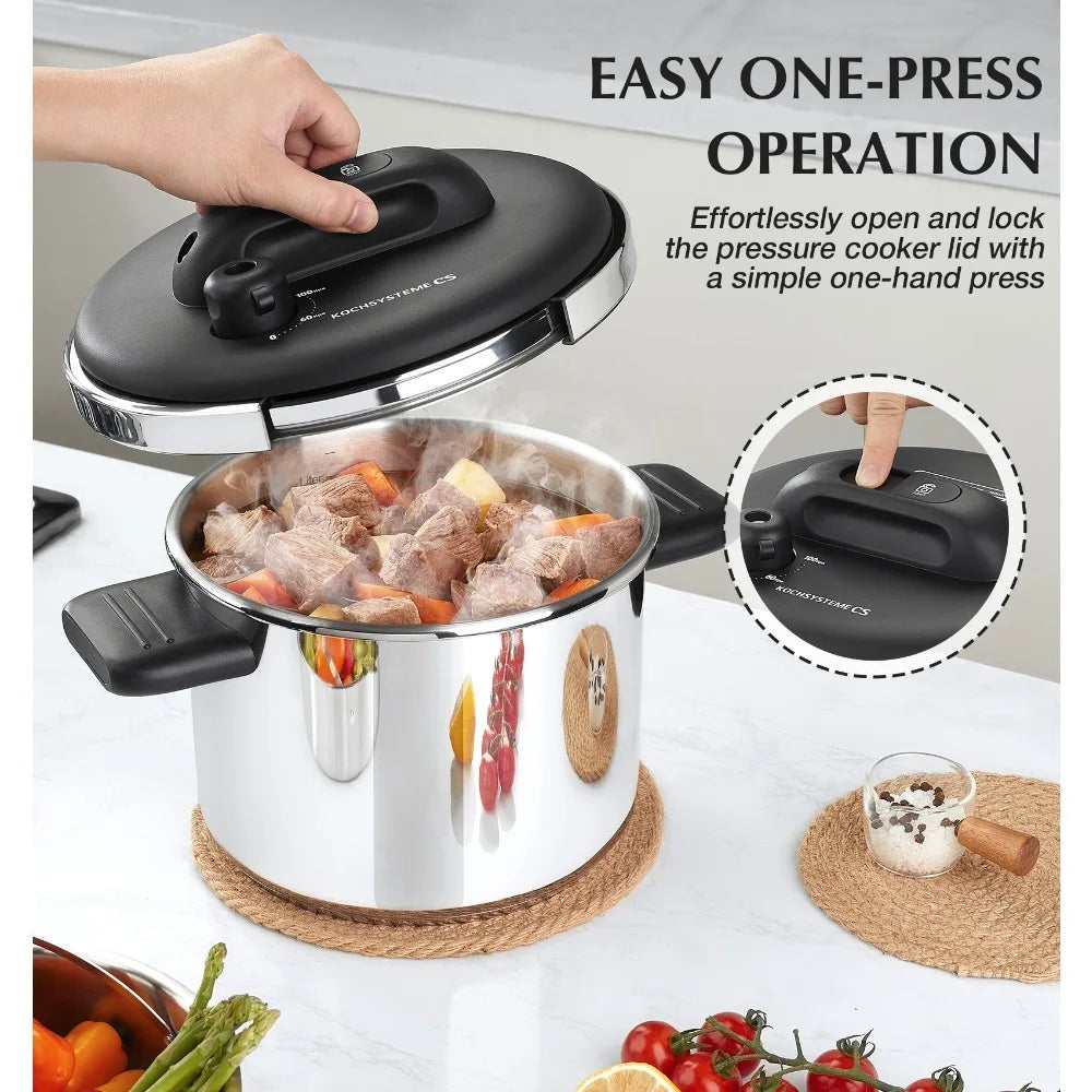 Stainless Steel Pressure Cooker 6L & 8L | Induction Compatible