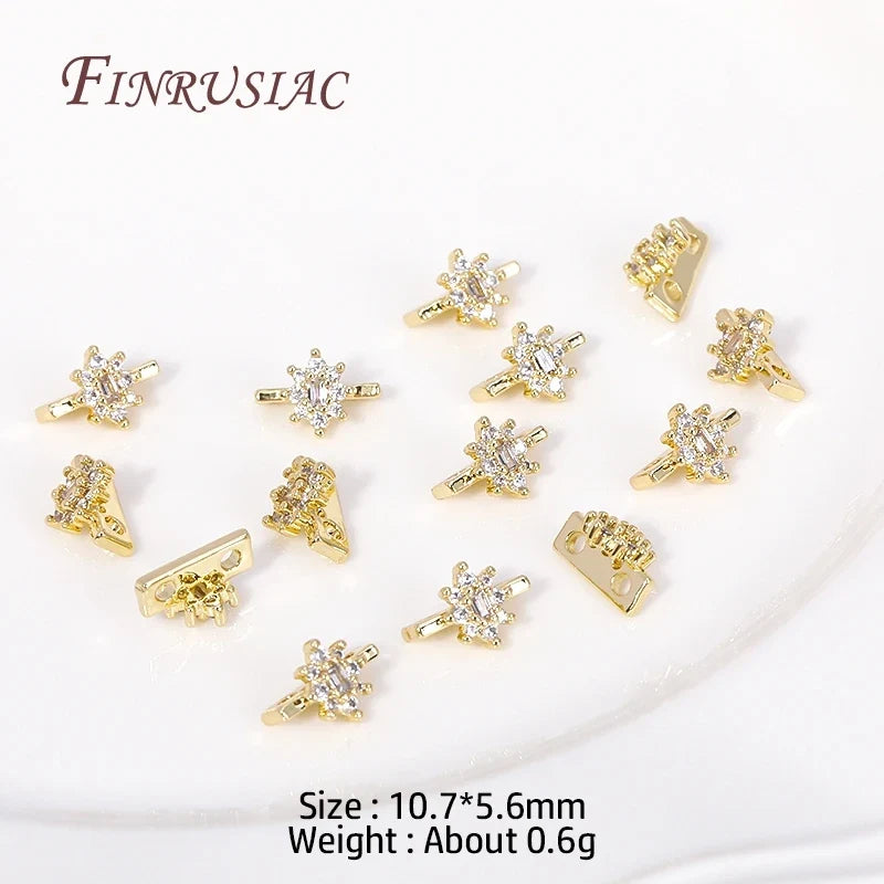 18K Gold Plated Zircon Flower Spacer Bars | 2/3 Hole Separators
