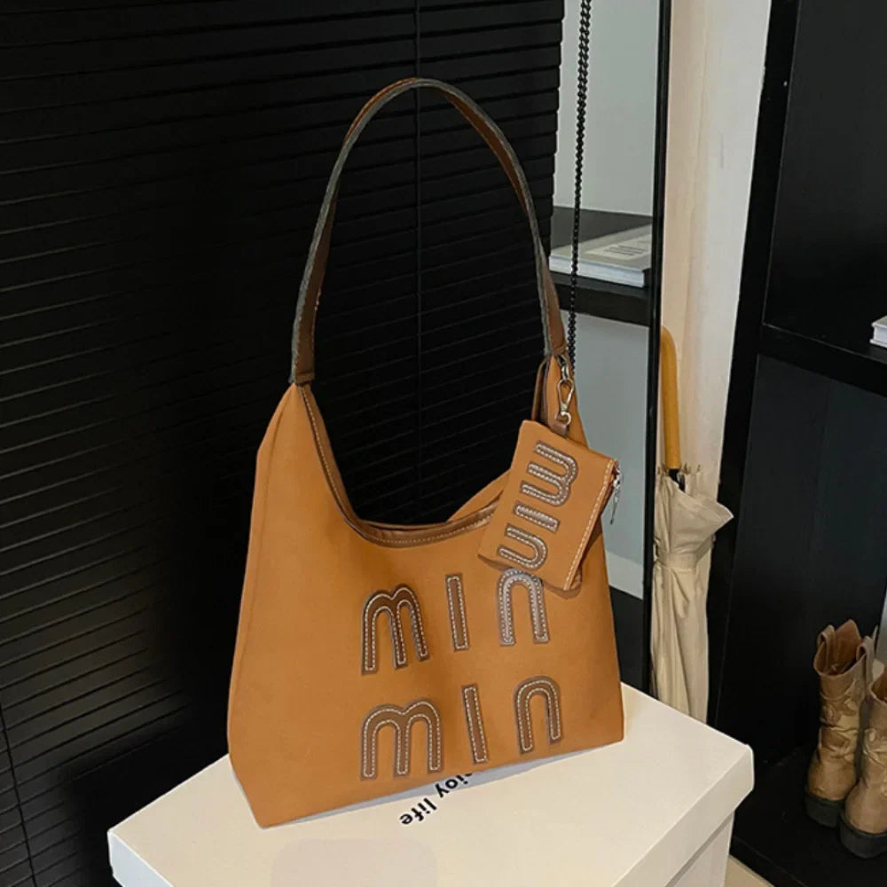 Women's PU Leather Shoulder Tote Bag with Coin Purse | Large