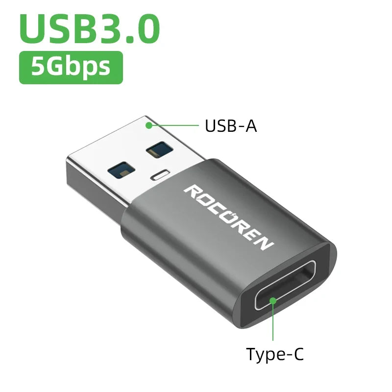 Rocoren USB-C to USB-A 3.0 OTG Adapter – MacBook & Android