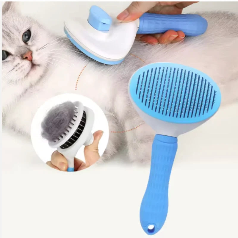 Self-Cleaning Pet Grooming Brush – Dog & Cat Dematting Comb