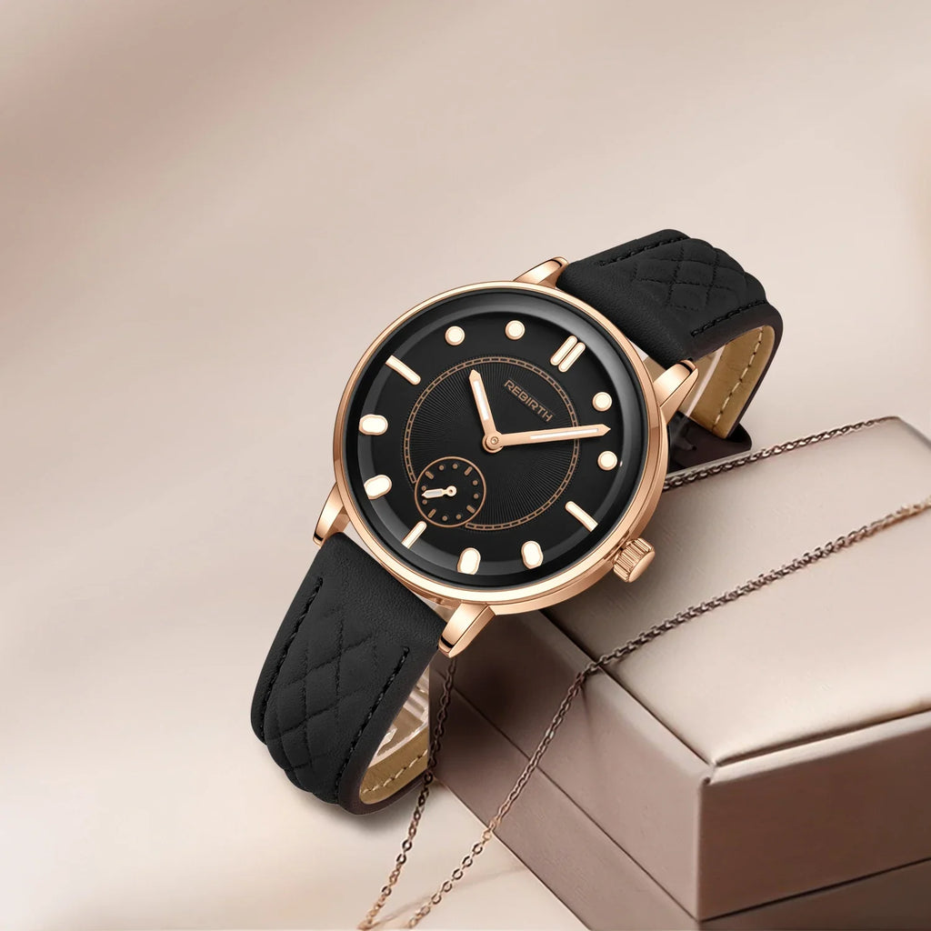 REBIRTH Retro Quartz Wristwatch Leather Band | Minimalist Dial
