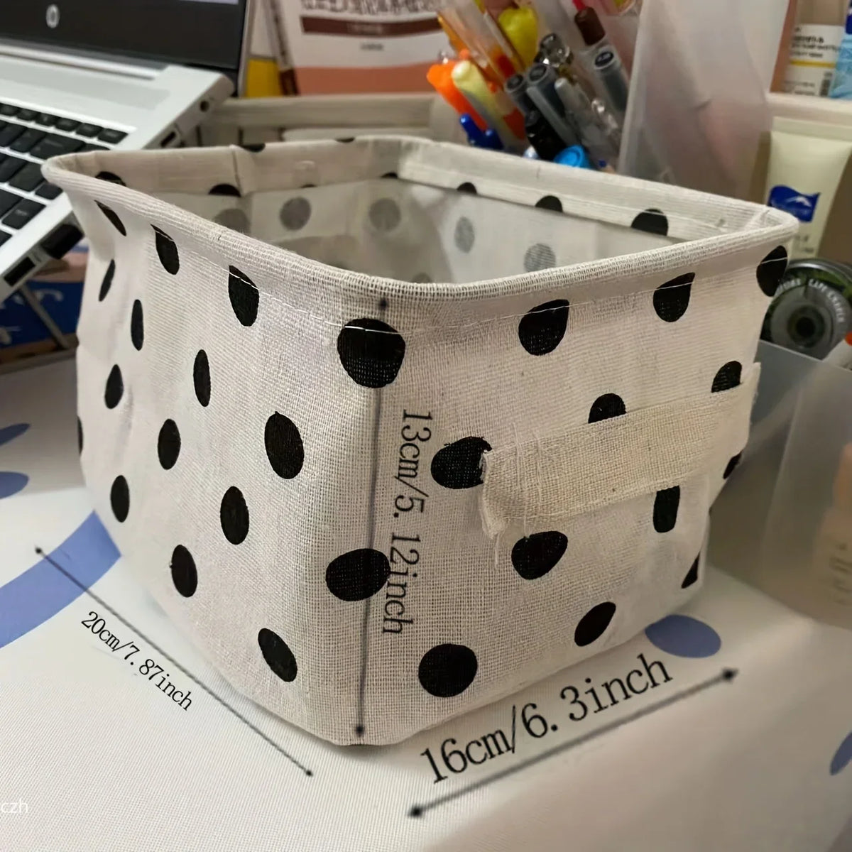 Foldable Canvas Storage Basket with Handle – Cotton & Linen