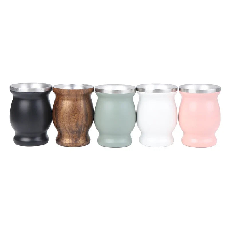 Stainless Steel Yerba Mate Gourd Cup 8oz Set with Bombillas