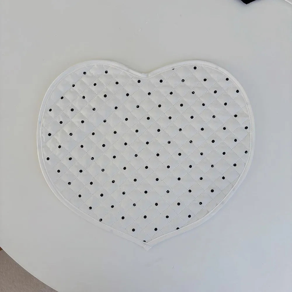 Heart-Shaped Quilted Fabric Placemats & Cup Coasters