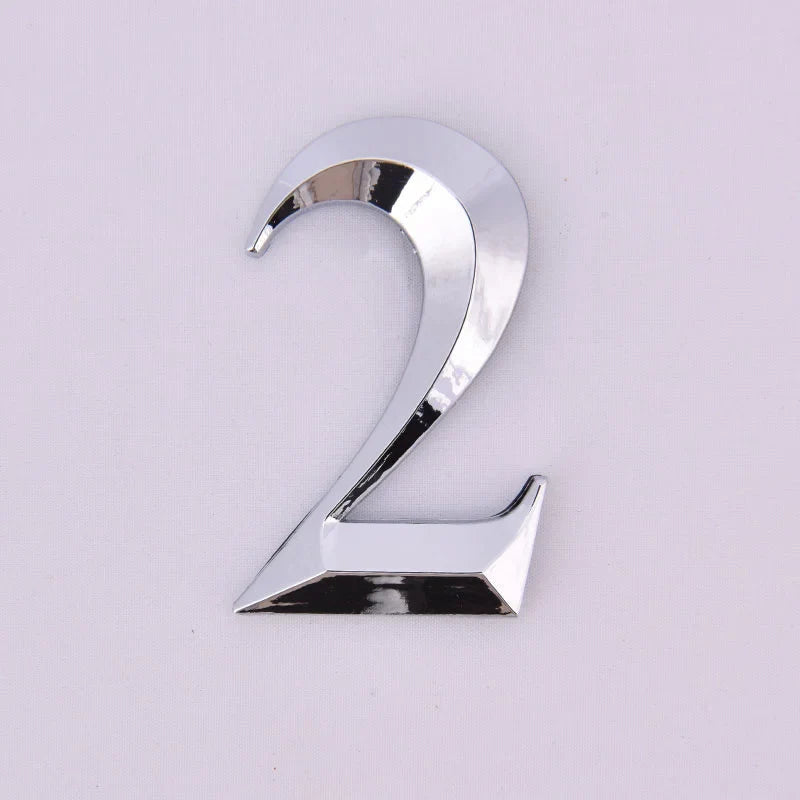 Self-Adhesive Chrome House Door Number Sign Sticker 7x4.5cm