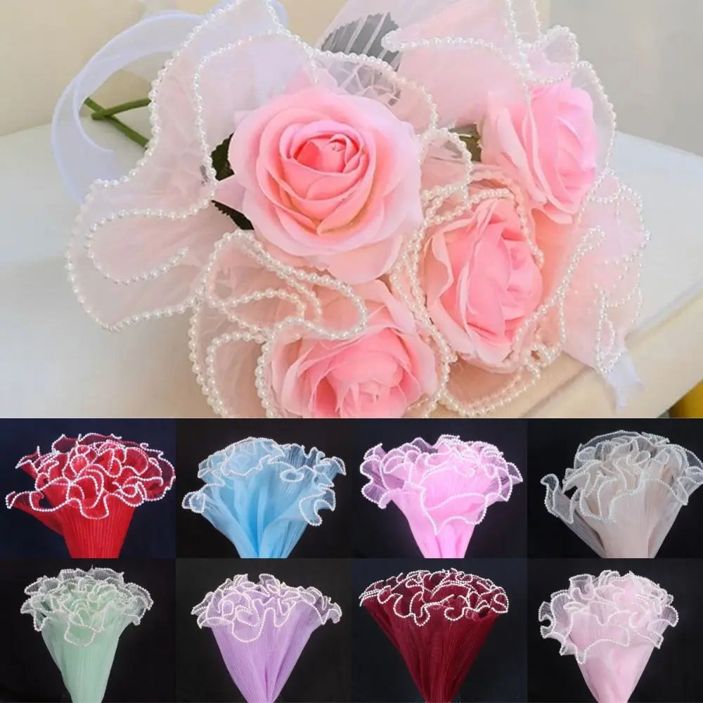 Pearl Wave Mesh Flower Bouquet Wrapping Yarn 28cm x 4 Yards