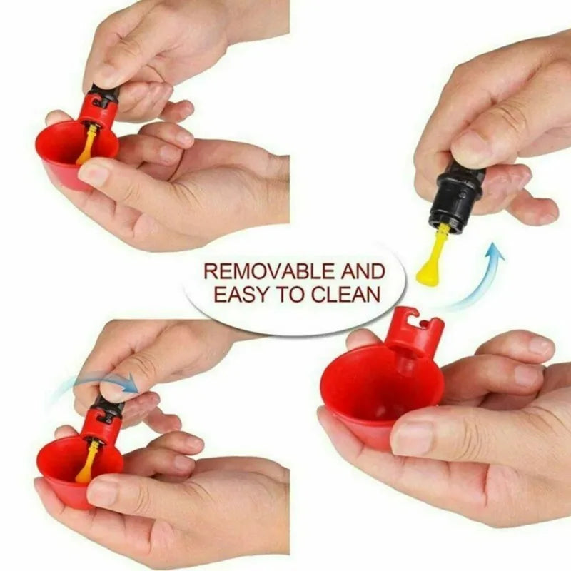 2Pcs Automatic Poultry Drinker Bowl Cups with Nipple Valve