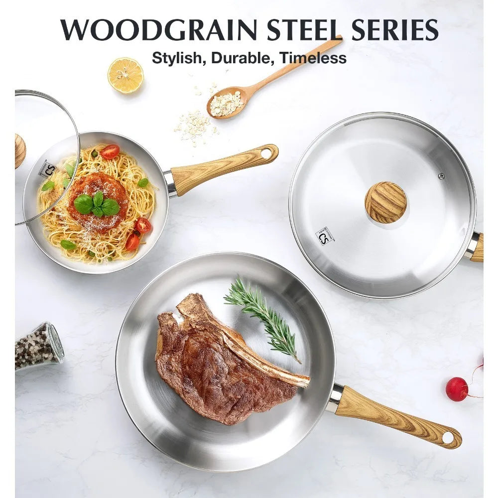 KOCH SYSTEME CS Stainless Steel Frying Pan Set 8 & 10 Inch