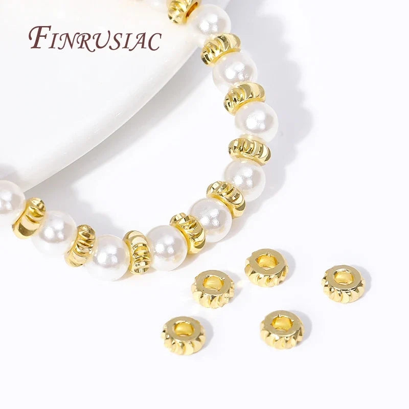 3mm 18K Gold Plated Brass Corrugated Spacer Beads | DIY Jewelry