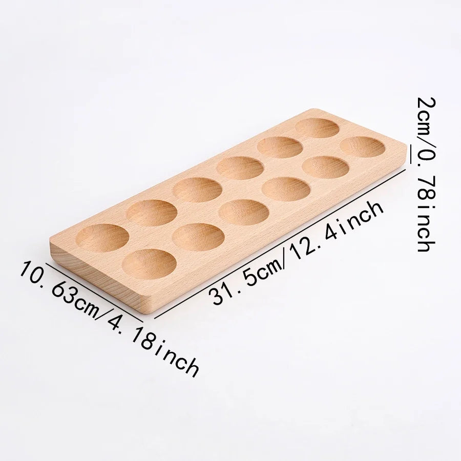 Wooden 12-Hole Egg Holder – Bamboo Kitchen Storage Tray