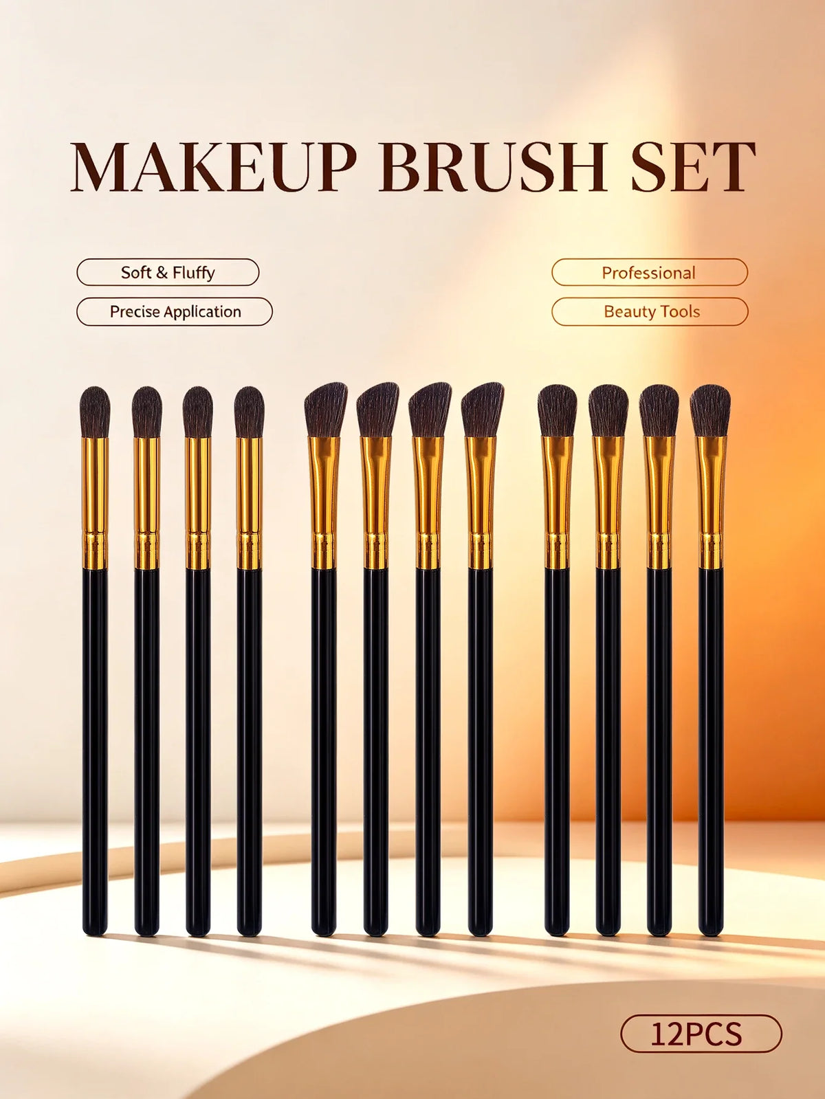 12-Piece Makeup Brush Set – Eyeshadow, Contour & Highlighter