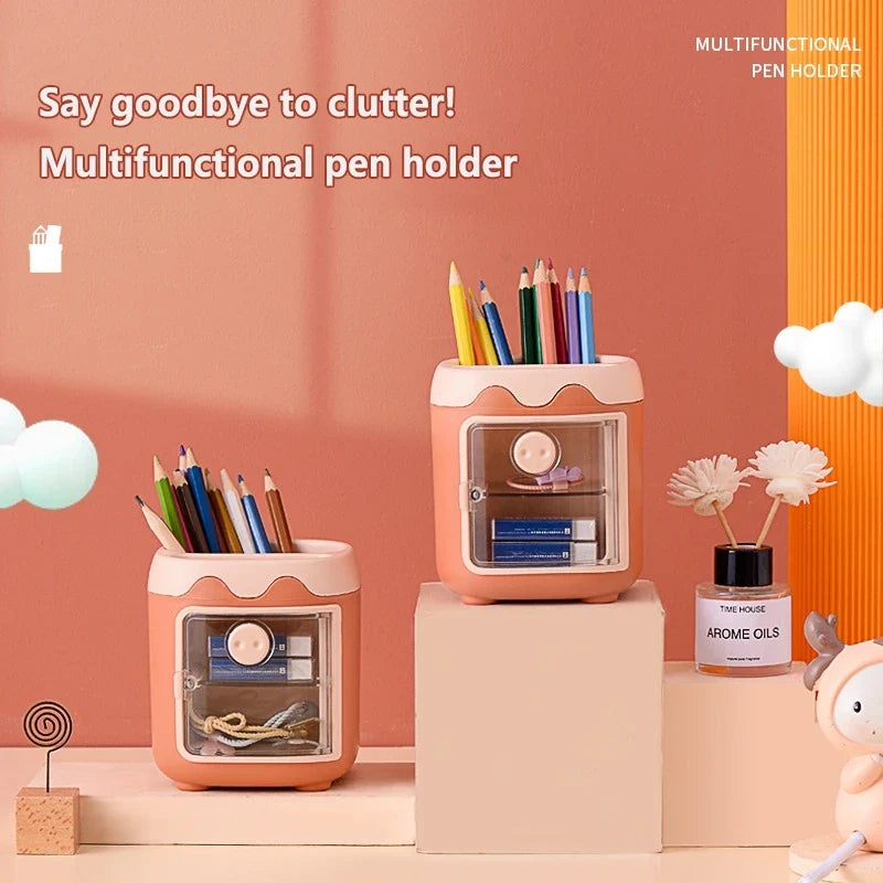 Cute Bear Pencil Holder & Multipurpose Desk Organizer Box