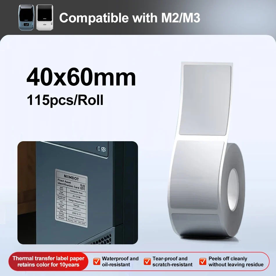 Niimbot M2/M3 Silver Thermal Transfer Label Stickers – Round & Square