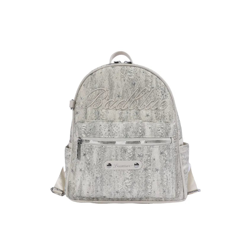 Korean Star-Embroidered Backpack – Large Capacity Women's Bag