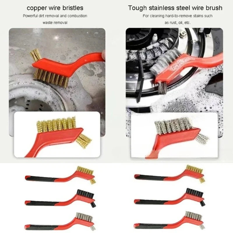 Wire Brush Set – Nylon, Brass & Stainless Steel Bristles