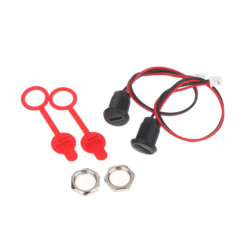 USB Type-C Female 2-Pin Charging Socket with Cap 5/8/10 Pack