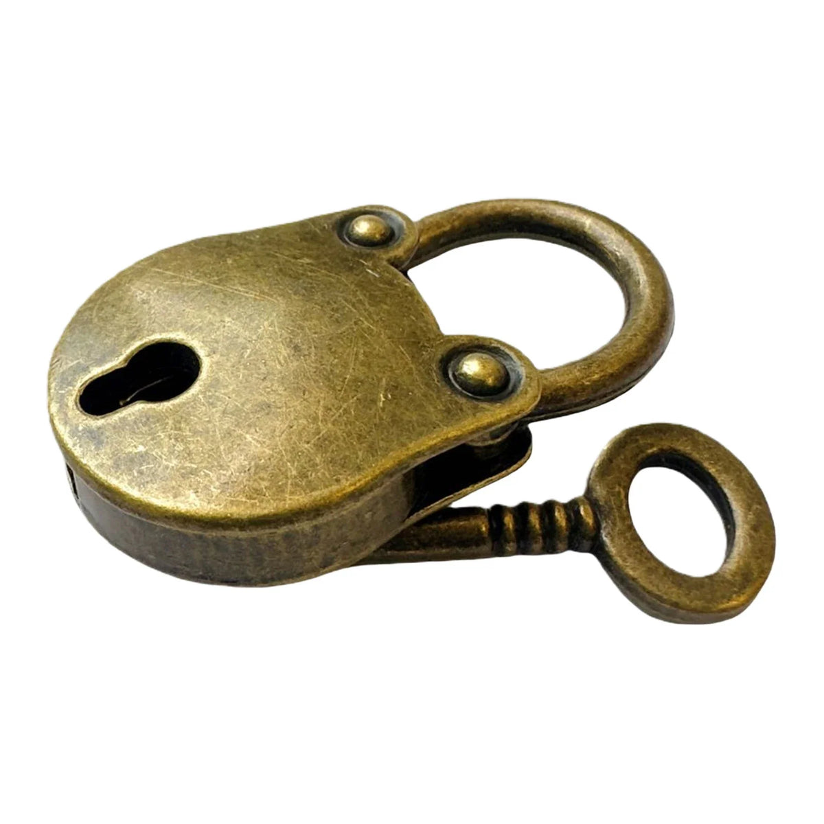 Vintage Bear Head Padlock with Key | Antique Bronze Mini Lock Set