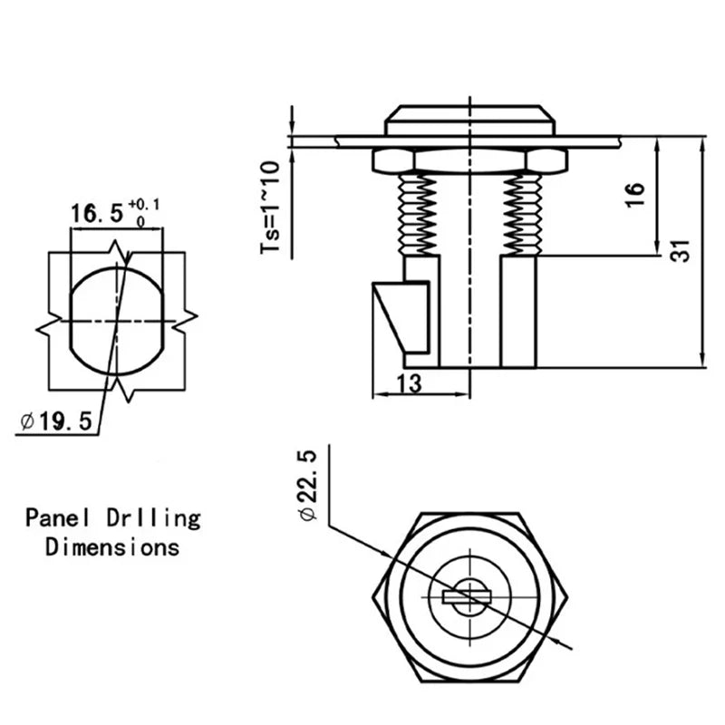 MS826 Cabinet Cam Lock – Cylindrical Press Lock for Distribution Box