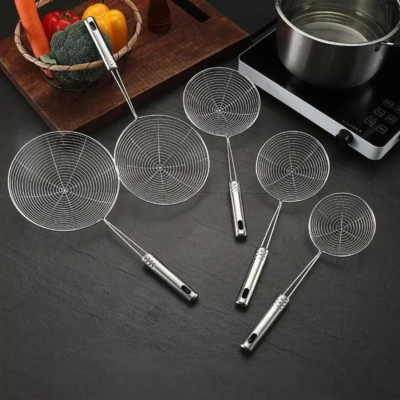 Stainless Steel Skimmer Spoon | Long Handle Mesh Strainer