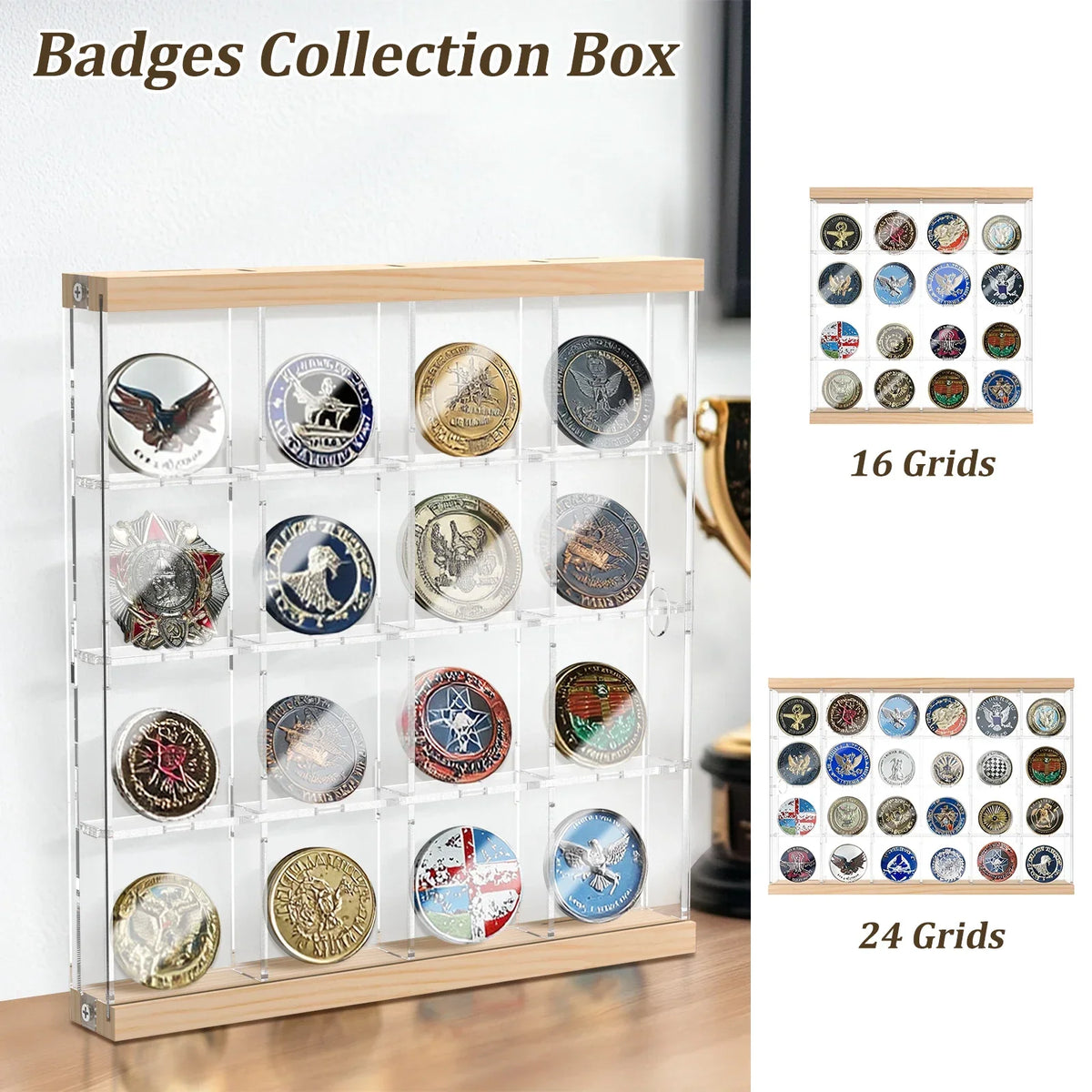 4-Layer Acrylic Coin Display Case – 16 or 24 Compartments