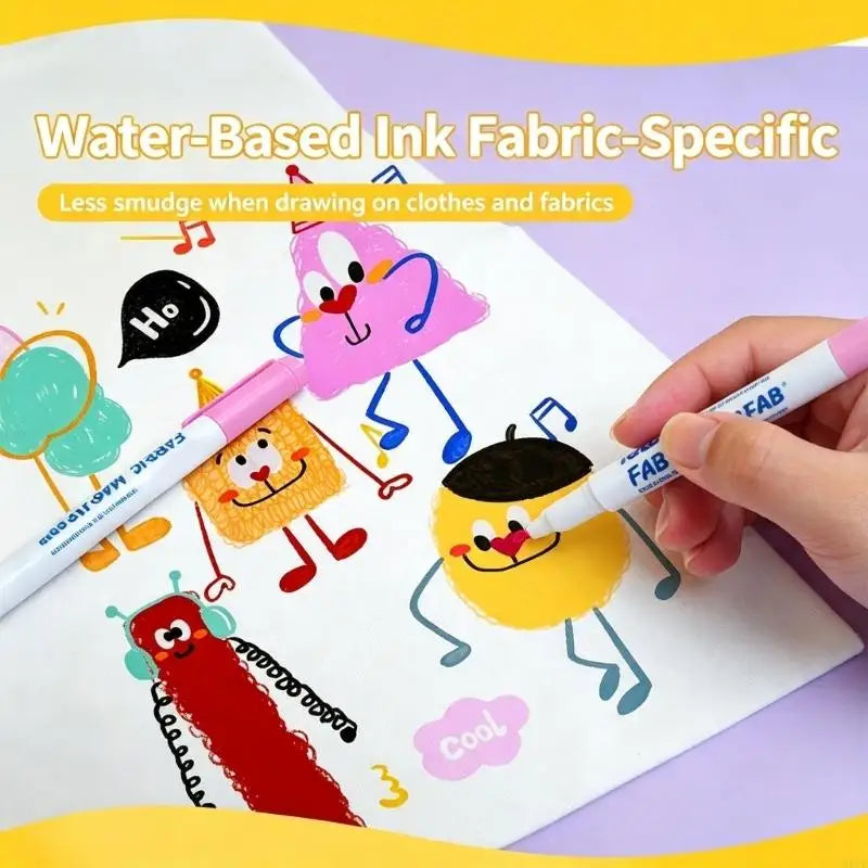 Water-Based Fabric Marker Set – 8 Colors for Cloth & Canvas