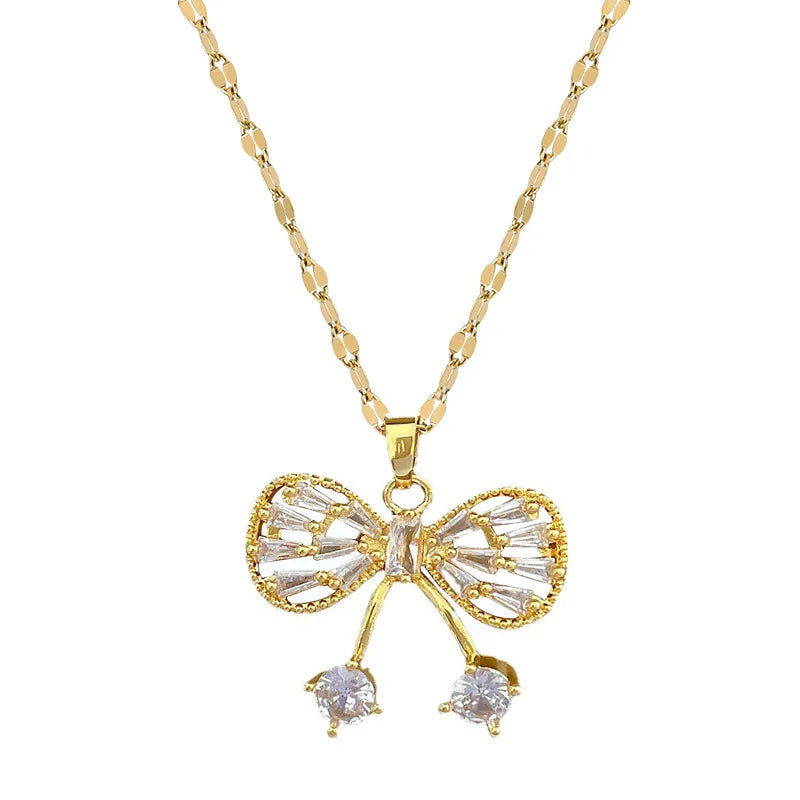 Butterfly Knot Pendant Necklace – Gold Stainless Steel Chain