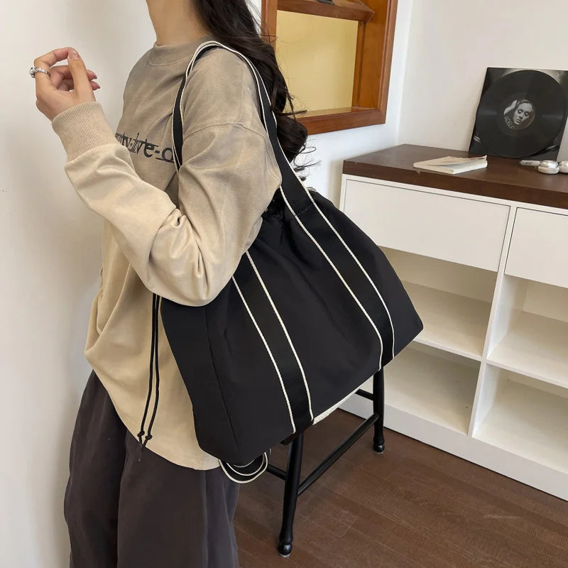 Color-Block Women's Backpack Large Capacity Lightweight Nylon