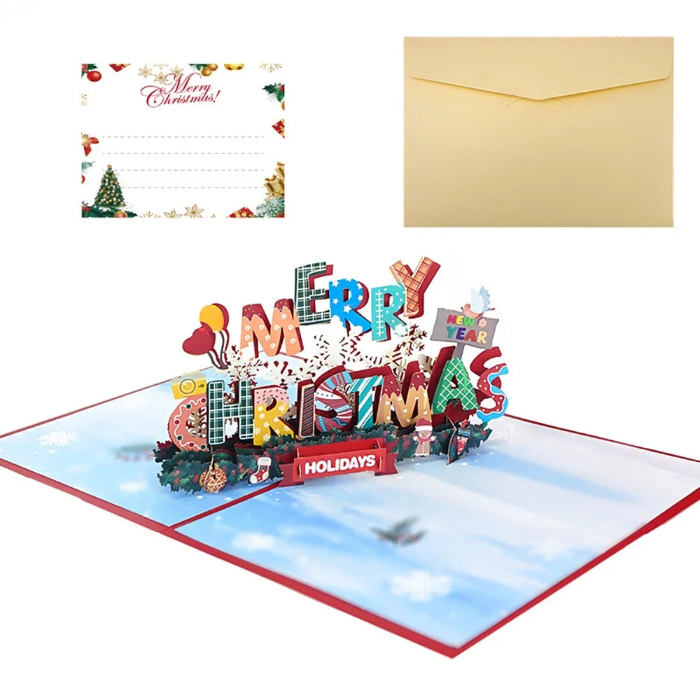 3D Pop-Up Christmas Cards with Envelope – Cartoon Santa