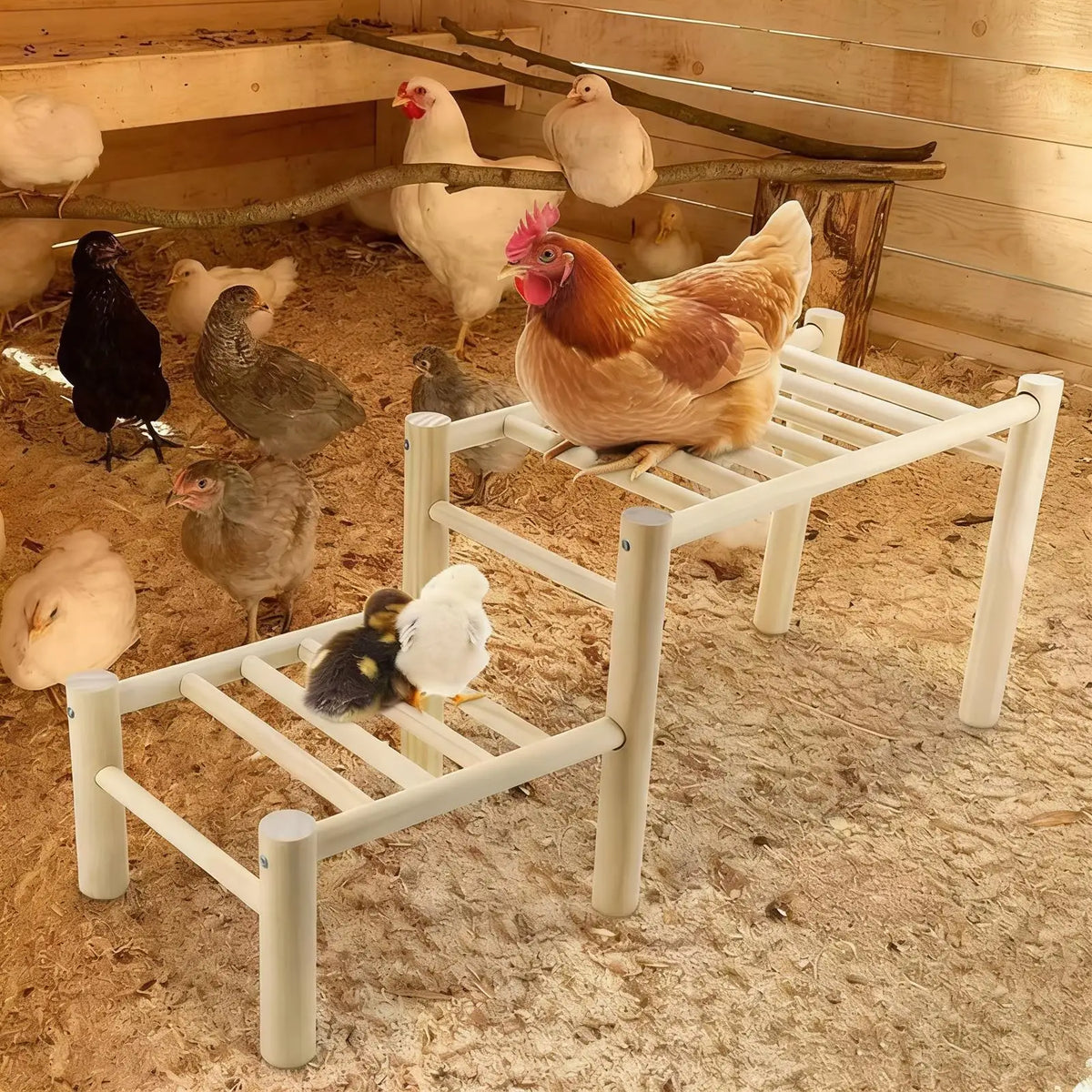 Wooden Chicken Roosting Perch Stand | Coop Training Rack