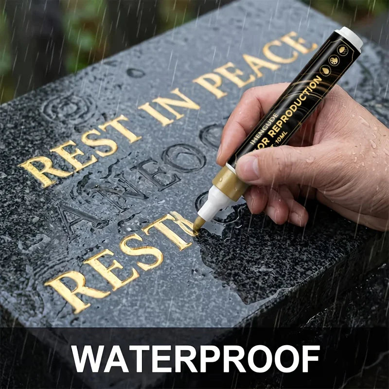 Golden Tombstone Marker Pen – Weather-Resistant Stone Restoration