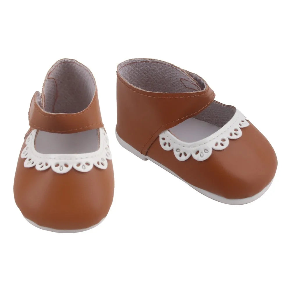 PU Leather Ruffle Mini Doll Shoes 8cm for 55cm / 22-Inch Dolls