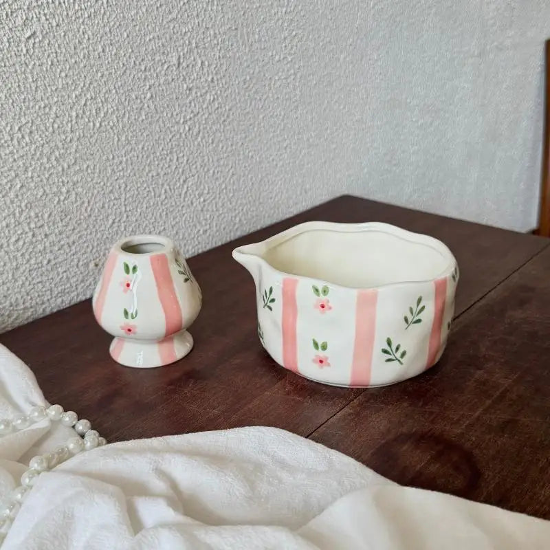 Handcrafted Ceramic Mixing Bowl Set with Pour Spout & Insert