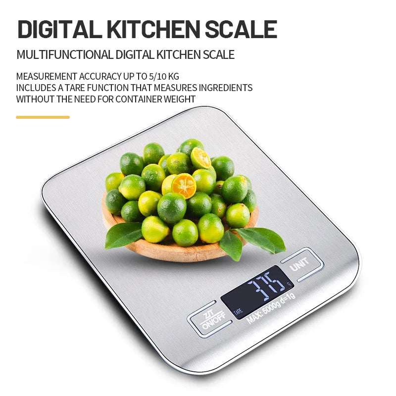 Precision 5kg Digital Kitchen Scale | Stainless Steel LED Display