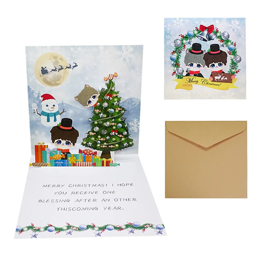 3D Pop-Up Christmas Cards with Envelope – Cartoon Santa