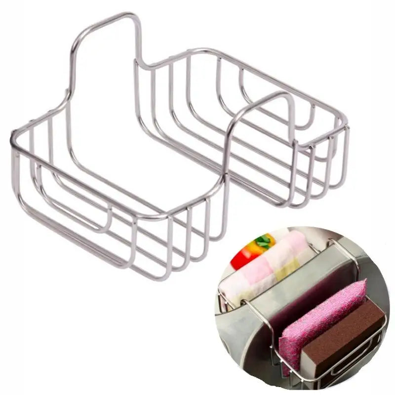 Stainless Steel Sink Sponge Draining Rack & Hanging Basket