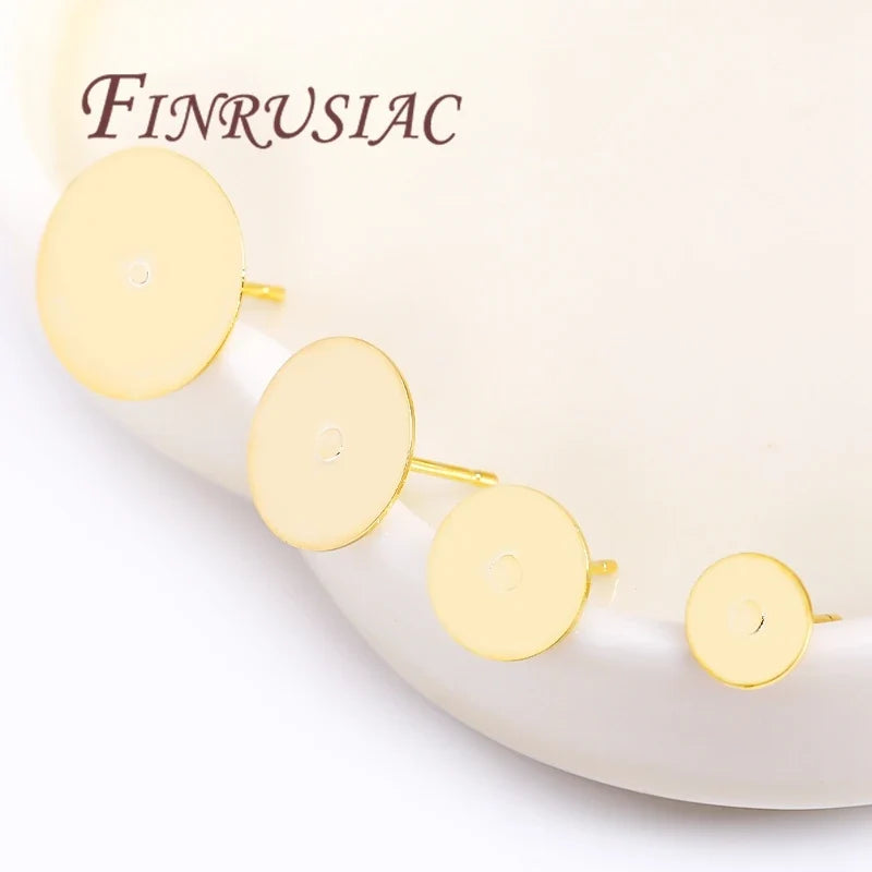50Pcs 18K Gold Plated Blank Stud Earring Bases – DIY Jewelry