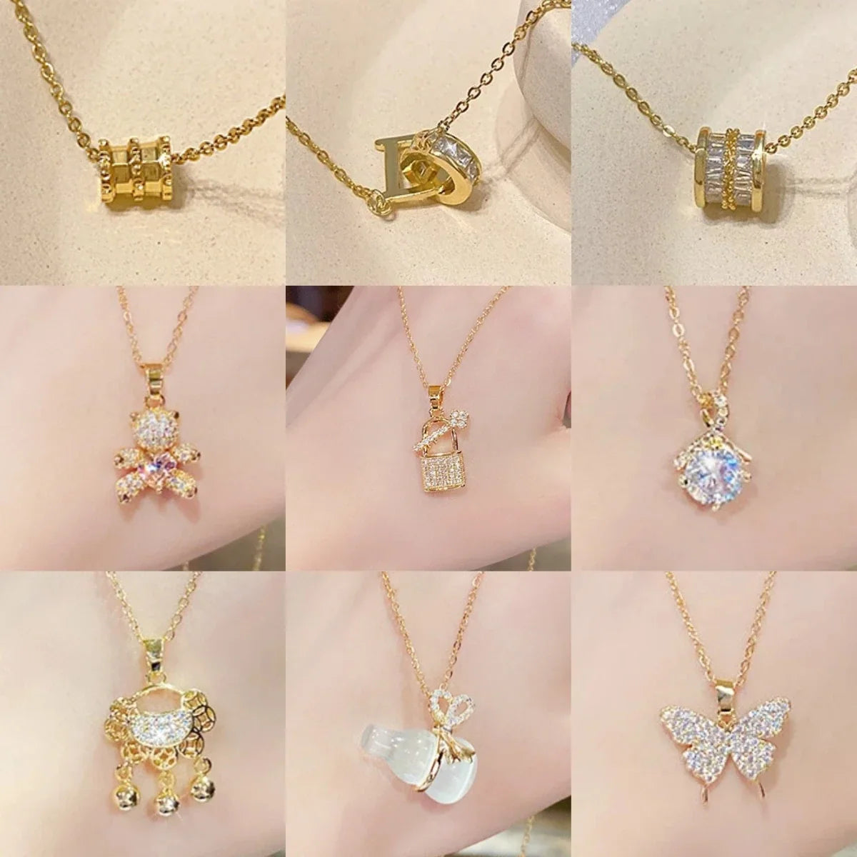 Women's Gold Micro-Paved Cubic Zirconia Pendant Necklace