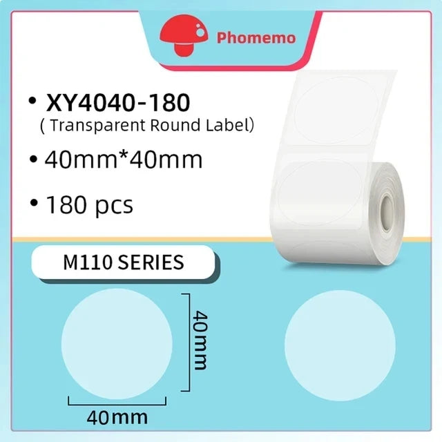 Phomemo M110 M200 M221 Clear Round Thermal Labels 1.57"