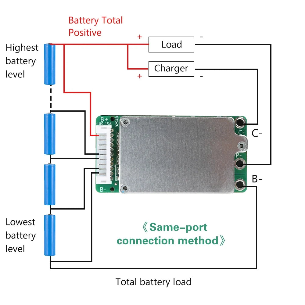 10S 36V 15A 18650 Lithium BMS Battery Protection Board