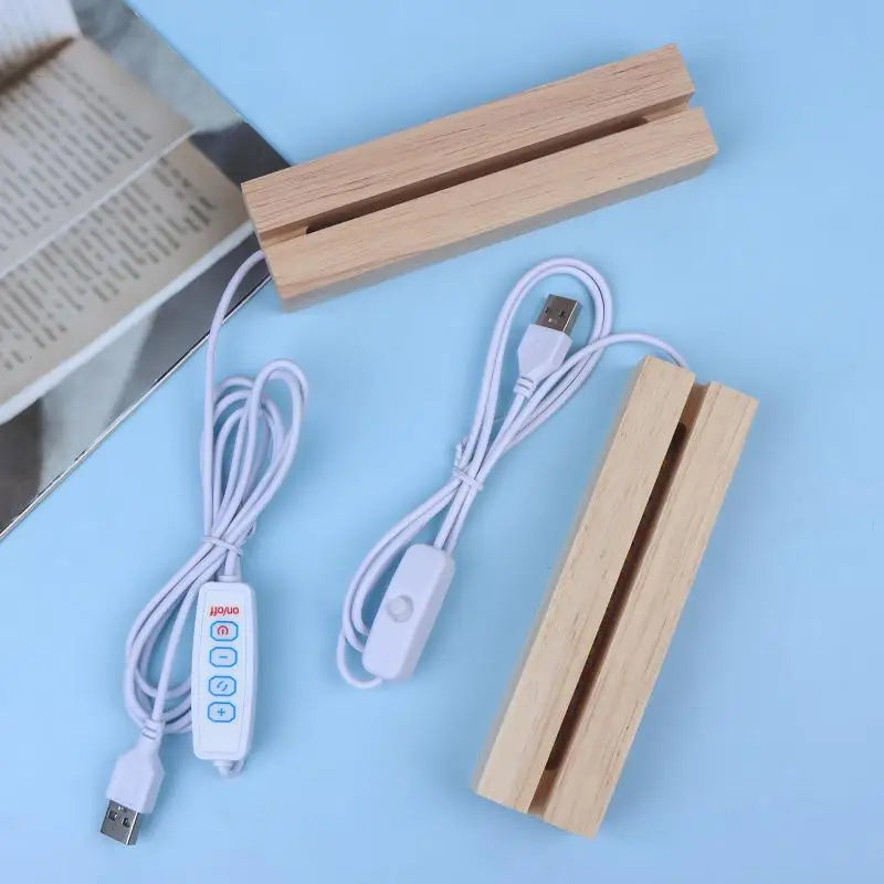 LED Wooden Night Light Base USB Powered for Glass & Resin Art