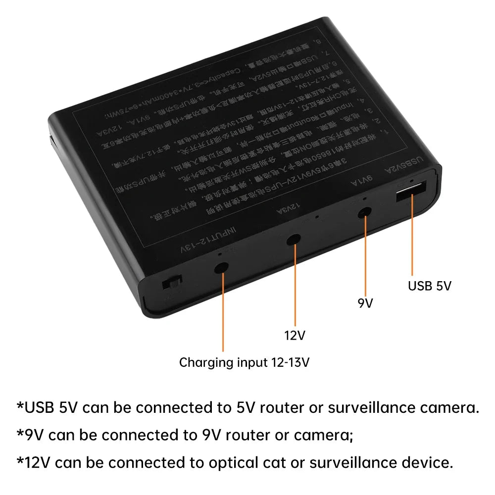 ANENG 6×18650 UPS Battery Box 60W – 5V/9V/12V Router Backup