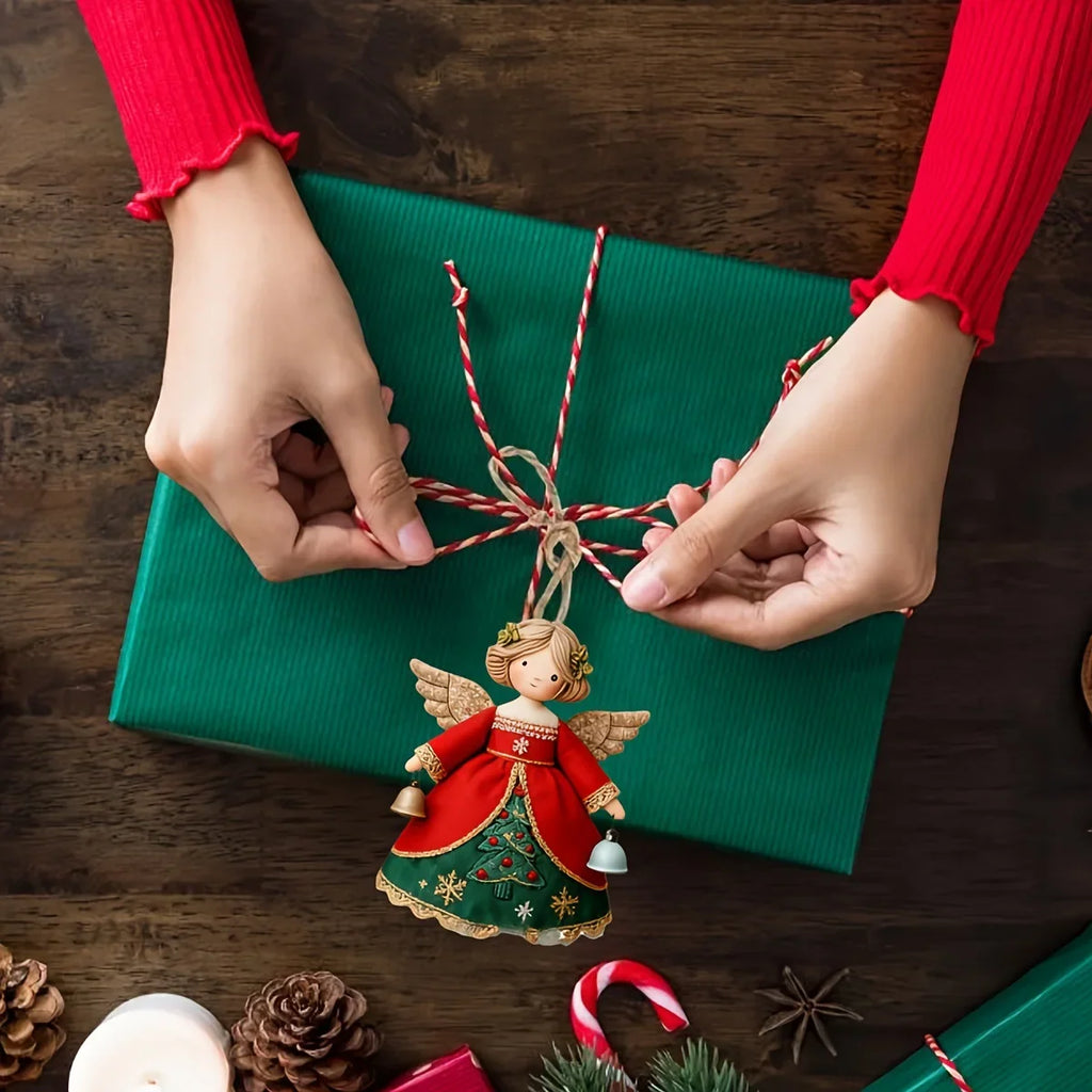 Wooden Christmas Angel Ornaments 6/12Pcs – 2D Flat Holiday Pendants