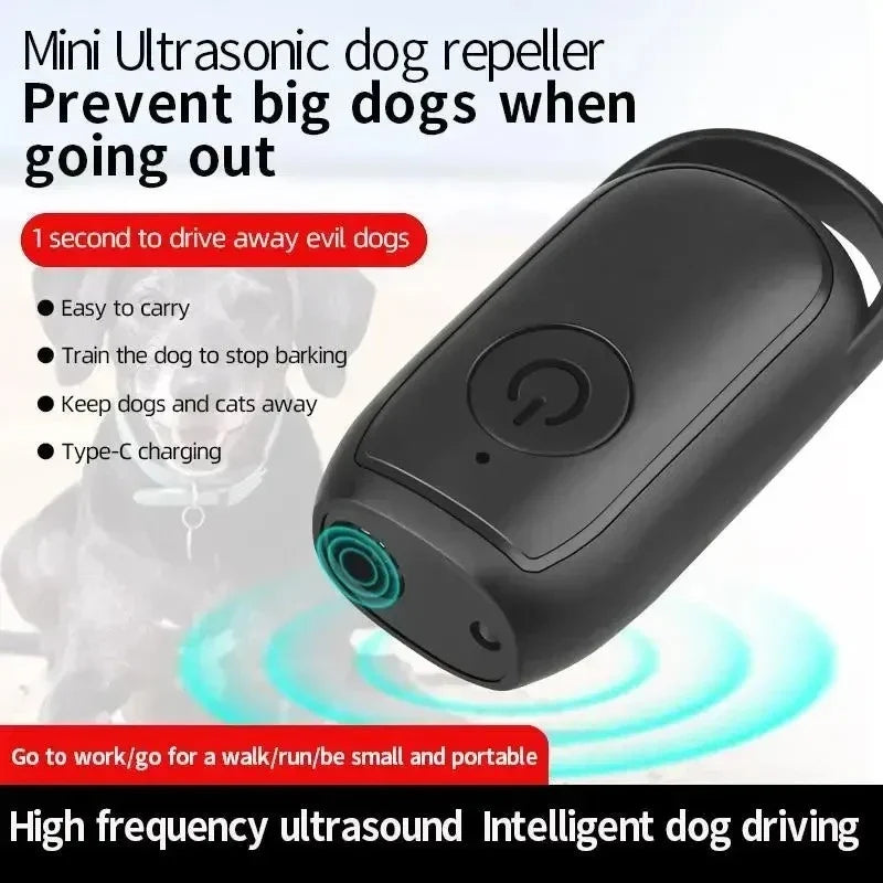 Ultrasonic Dog Bark Deterrent | USB Rechargeable + LED Light