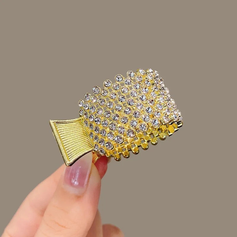 Korean Pearl Crystal Hair Claw Clips – Geometric Style